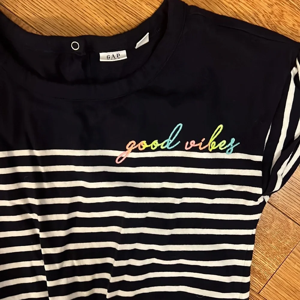 Girls' Black & White Striped One-Piece Romper - Good Vibes
